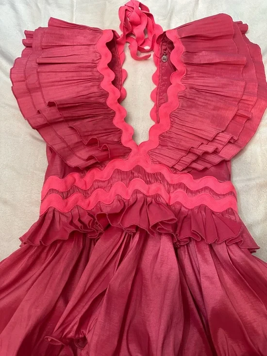 CeliaB Pink Prisma Ruffle Mini Dress Large barbiecore statement 38204 - Picture 3 of 11